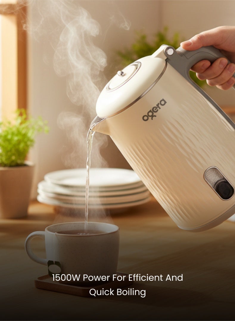 أوجيرا غلاية كهربائية | مقاومة للحرارة وآمنة | سعة 1.8 لتر | 1500 واط تسخين سريع | Ogera OG1513EK | تصميم أنيق فضي-أسود - Image 3